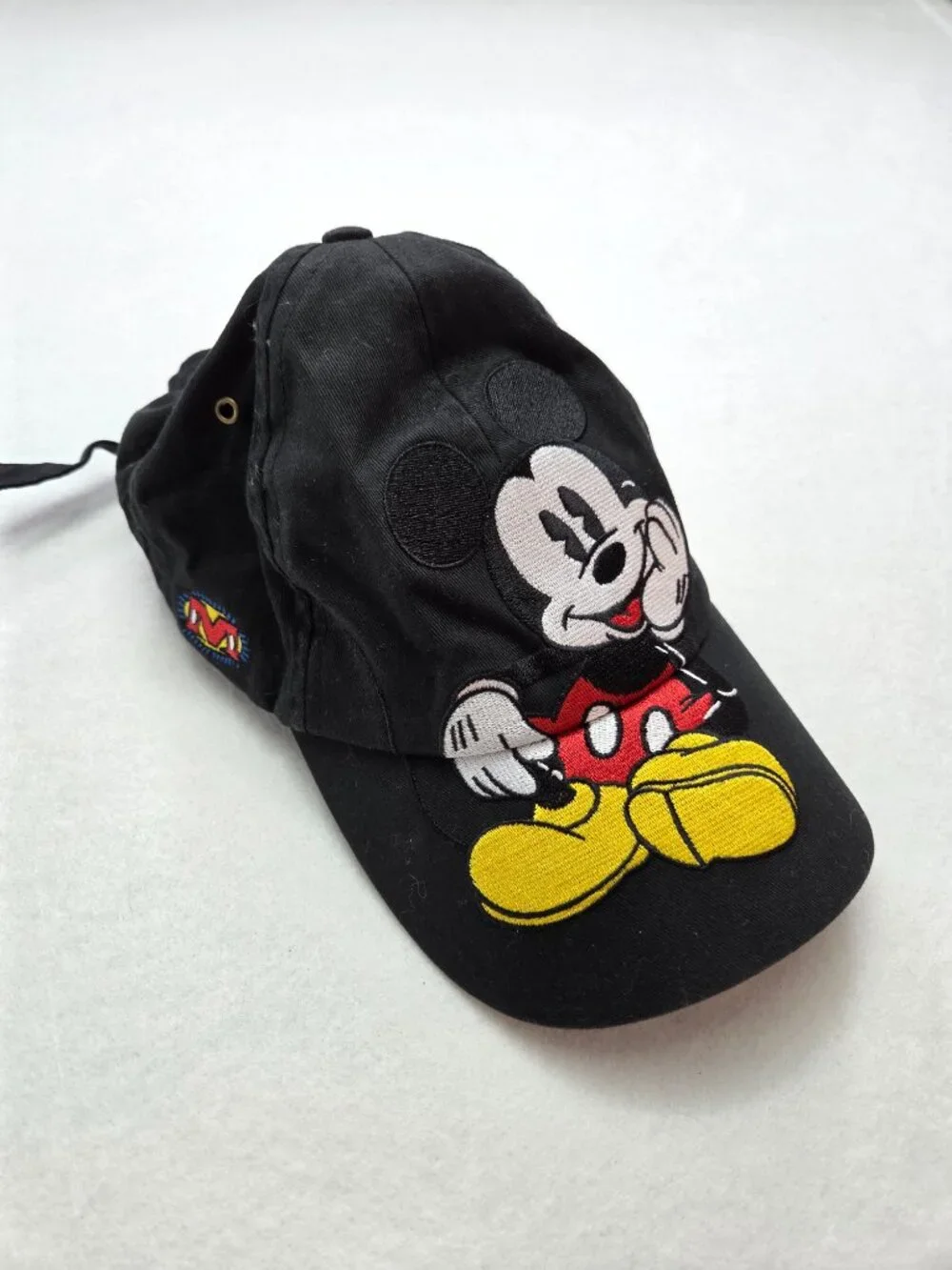 Disney Mickey Mouse Vintage Black Adjustable Embroidered Hat Baseball Cap OS
